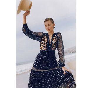 Anthropologie x Maeve Cassidy Embroidered Midi Dress Size 8